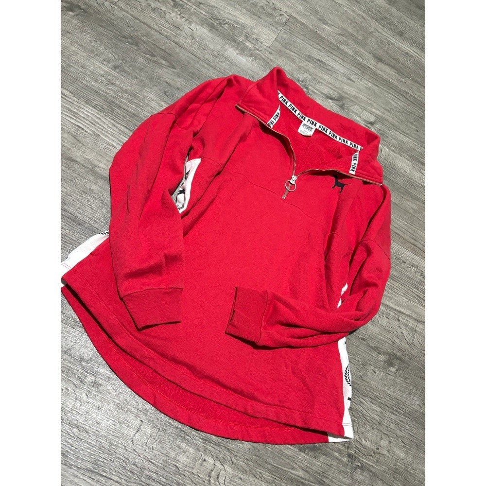 PINK Victoria's Secret XS Colorblock Fleece 1/4 Zip Sweatshirt Pockets